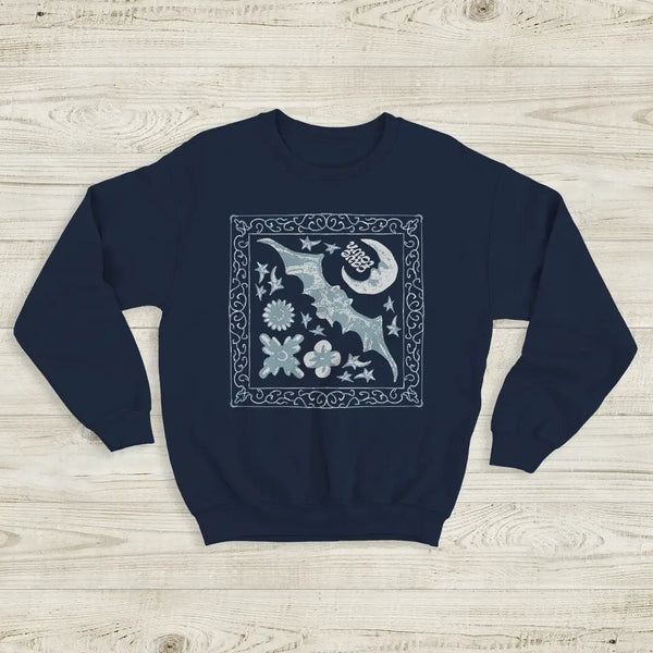 Cavetown Sweatshirt Dark Bat Moon Shirt Indie Rock Cavetown Music Merch - Navy Blue - WorldWideShirt