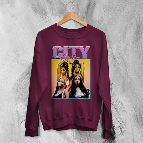 City Girls Bootleg Sweatshirt Hip Hop City Girls Shirt Female Rap Music Crewneck - Red Maroon - WorldWideShirt