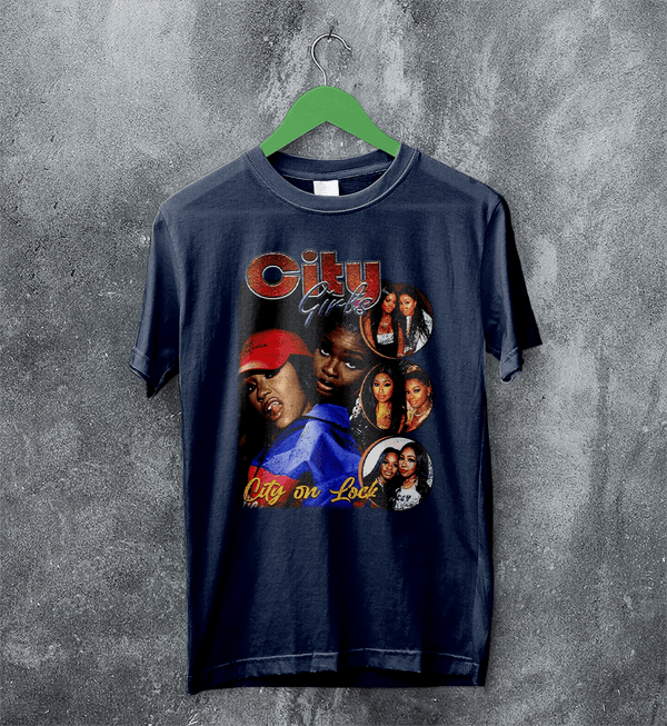 City Girls City On Lock T-Shirt Hip Hop City Girls Shirt Music Bootleg Tee - Navy Blue - WorldWideShirt