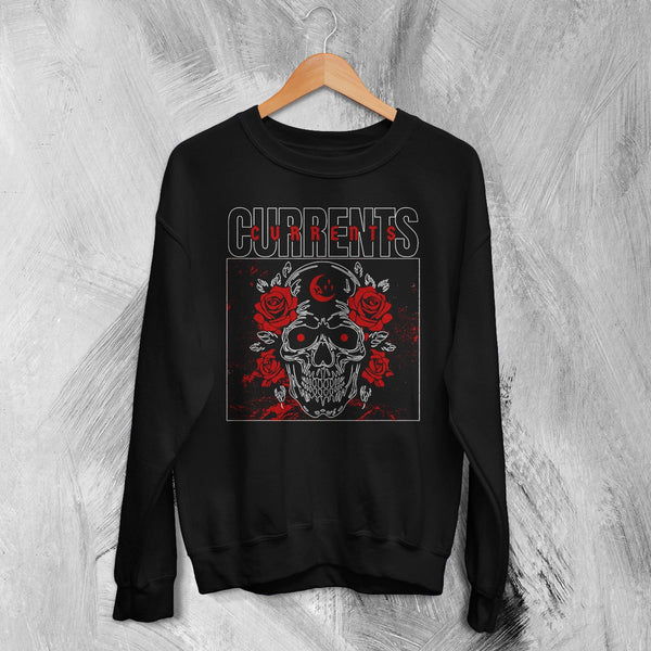 Currents Sweatshirt Metalcore Currents Band Shirt Punk Skull Rose Crewneck - Black - WorldWideShirt