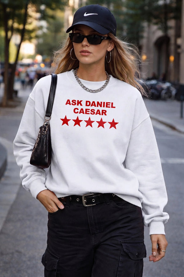 Daniel Caesar Sweatshirt RnB Ask Daniel Caesar Shirt Neo Soul Music Star Crewneck - White - WorldWideShirt