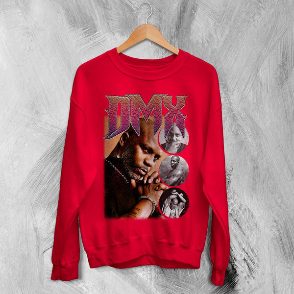 DMX Bootleg Sweatshirt Rap Legend DMX Shirt New York Rapper Music Crewneck - Red - WorldWideShirt
