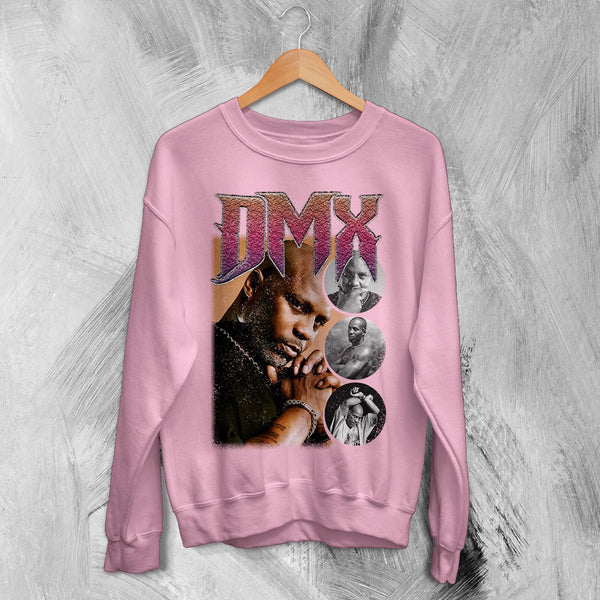 DMX Bootleg Sweatshirt Rap Legend DMX Shirt New York Rapper Music Crewneck - Light Pink - WorldWideShirt