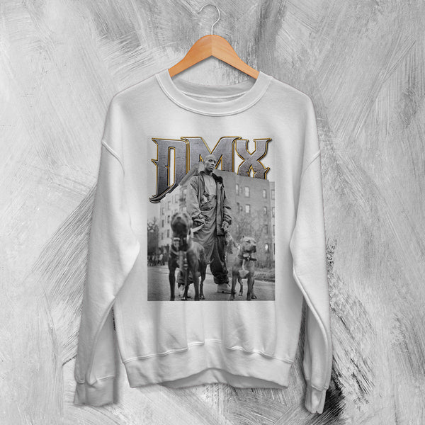 DMX Sweatshirt Rapper DMX Dog Shirt NYC Rap Legend Music Crewneck - White - WorldWideShirt