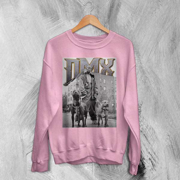 DMX Sweatshirt Rapper DMX Dog Shirt NYC Rap Legend Music Crewneck - Light Pink - WorldWideShirt