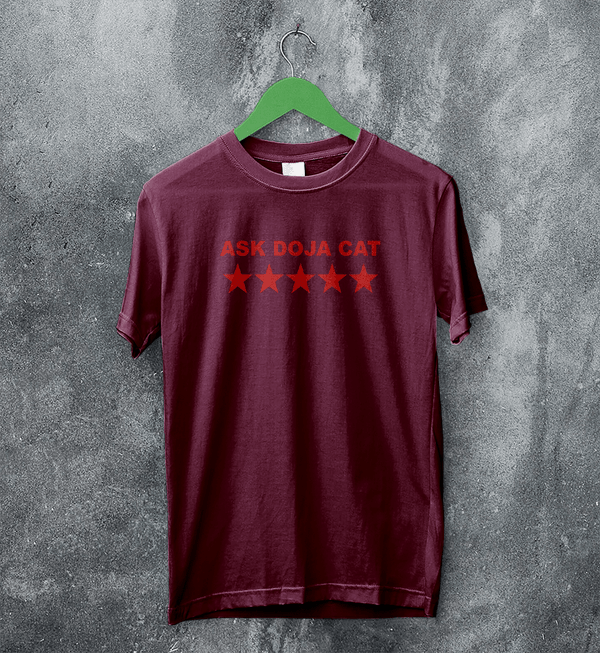 Doja Cat Fans T-Shirt 5 Star Doja Cat Shirt Pop Music Rapper Tee - Red Maroon - WorldWideShirt