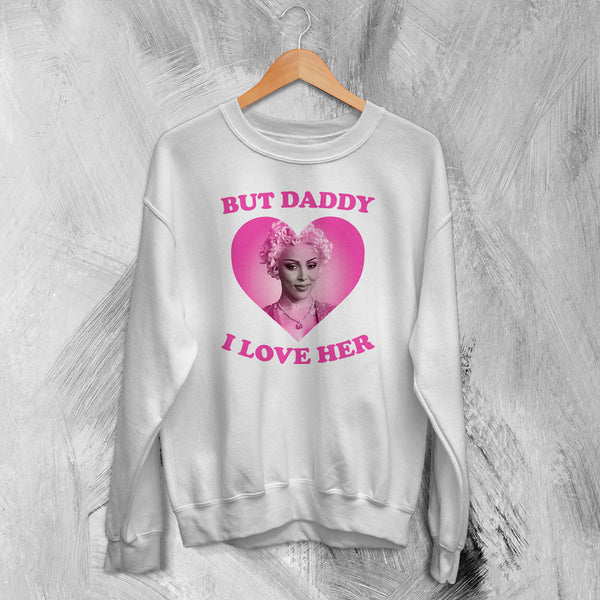 Doja Cat Sweatshirt Rap Doja Cat Lover Shirt Doja Daddy I Love Her Rapper Crewneck - White - WorldWideShirt