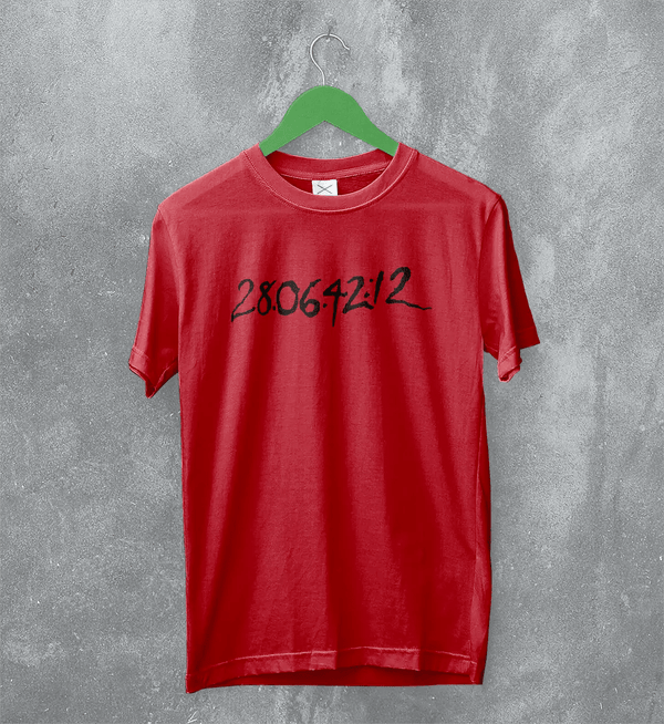 Donnie Darko T-Shirt Countdown Time Shirt 28:06:42:12 Donnie Movie Tee - Red - WorldWideShirt