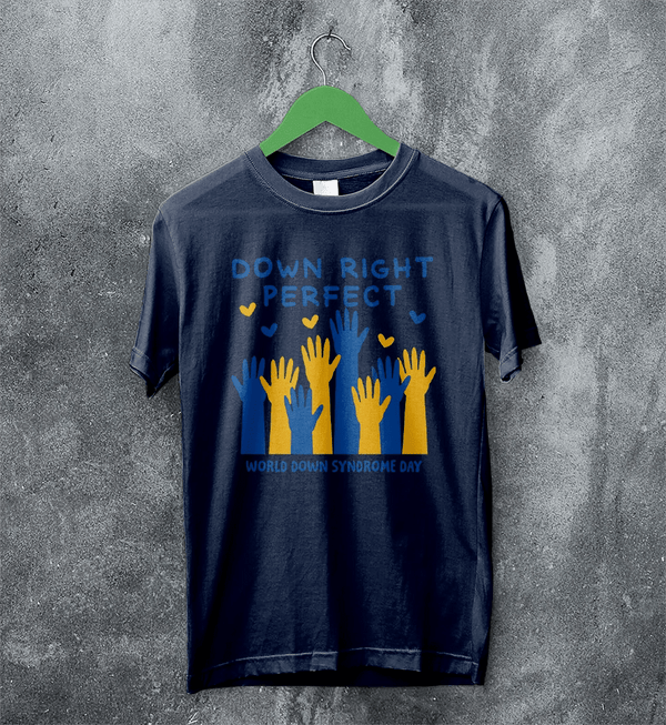 Down Right Perfect T-shirt World Down Syndrome Day Shirt Down Syndrome Tee - Navy Blue - WorldWideShirt