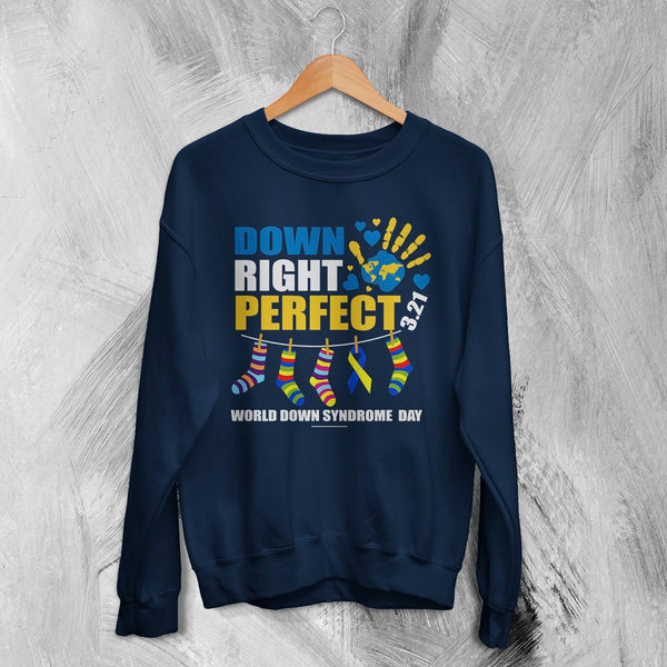 Down Right Sweatshirt World Down Syndrome Day Shirt Down Syndrome Crewneck - Navy Blue - WorldWideShirt