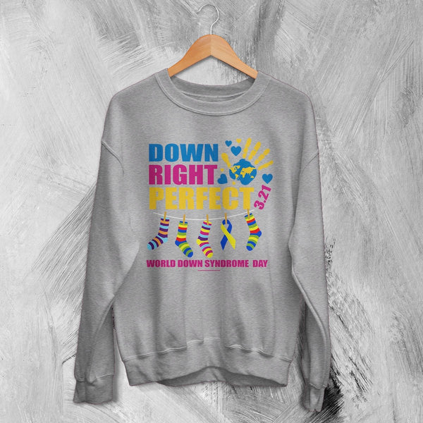 Down Right Sweatshirt World Down Syndrome Day Shirt Down Syndrome Crewneck - Sport Grey - WorldWideShirt