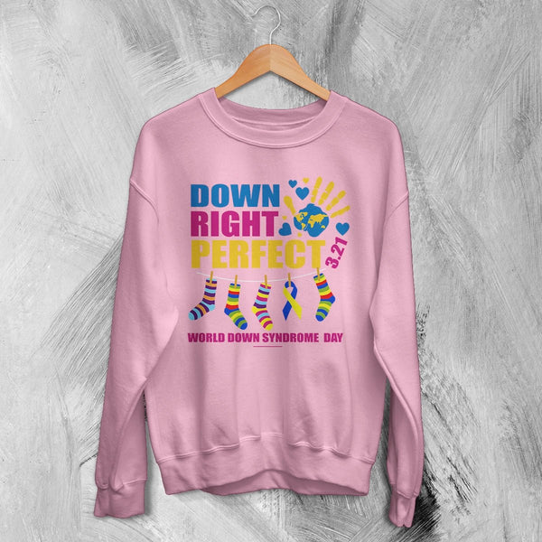 Down Right Sweatshirt World Down Syndrome Day Shirt Down Syndrome Crewneck - Light Pink - WorldWideShirt