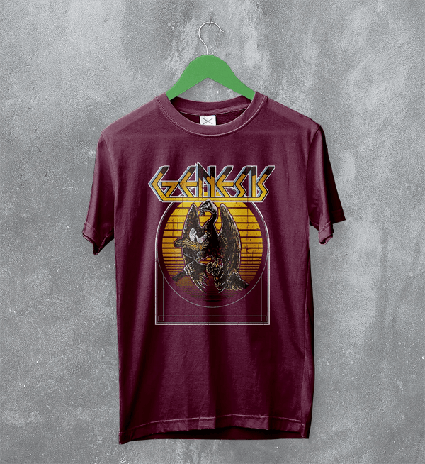Genesis Dragon T-Shirt Art Genesis Shirt Rock Music Tee - Red Maroon - WorldWideShirt