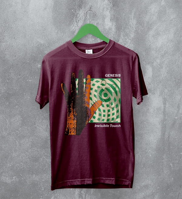 Genesis Invisible Touch T-Shirt Rock Genesis Shirt 90s Album Music Tee - Red Maroon - WorldWideShirt