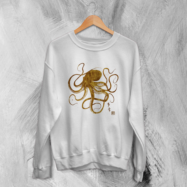 Gyotaku Traditional Art Sweatshirt Japan Octopus Sweater Gyotaku Fish Print - WorldWideShirt