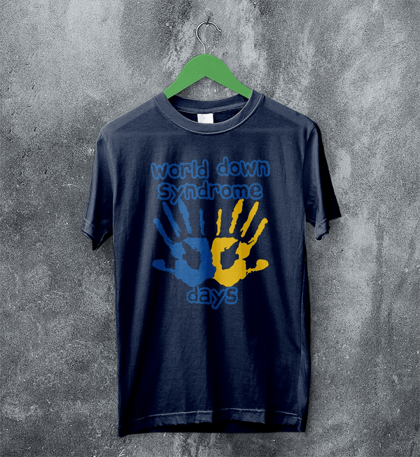 Handprint T-shirt World Down Syndrome Day Shirt Down Syndrome Tee - Navy Blue - WorldWideShirt