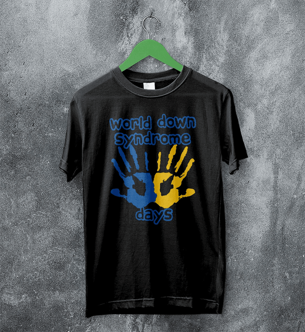 Handprint T-shirt World Down Syndrome Day Shirt Down Syndrome Tee - Black - WorldWideShirt