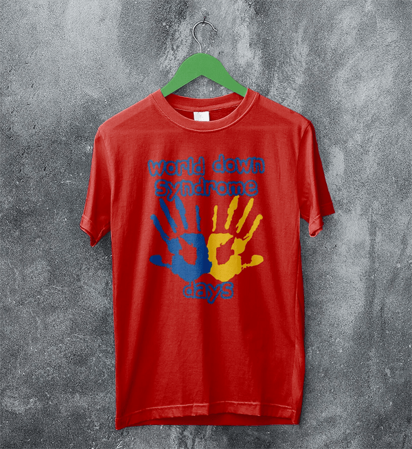 Handprint T-shirt World Down Syndrome Day Shirt Down Syndrome Tee - Red - WorldWideShirt