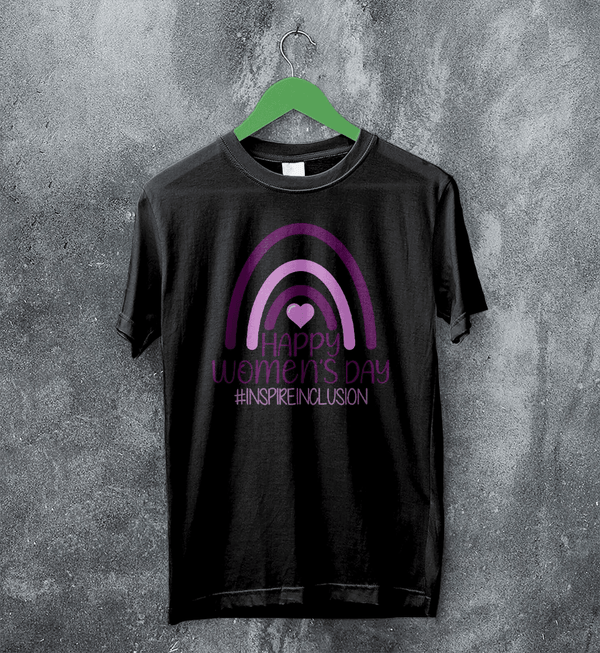 Happy Women's Day T-Shirt Inspireinclusion Women Shirt Womens Day Tee - Black - WorldWideShirt