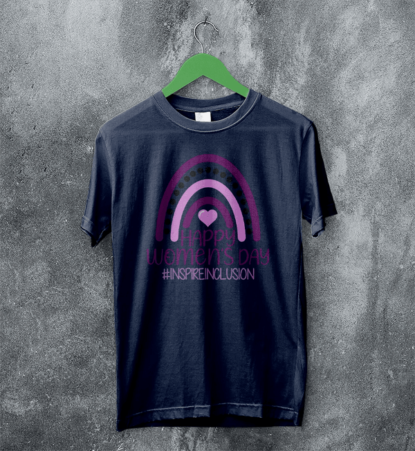 Happy Women's Day T-Shirt Inspireinclusion Women Shirt Womens Day Tee - Navy Blue - WorldWideShirt