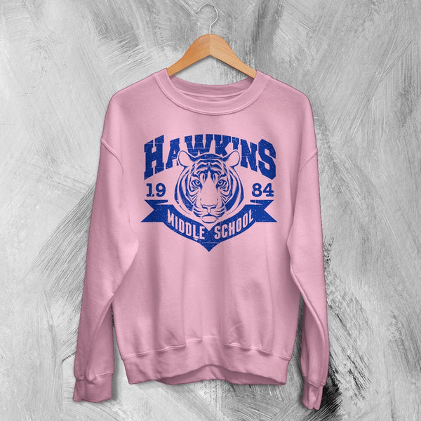 Hawkins University Middle School Sweatshirt Hawkins University Shirt - Light Pink - WorldWideShirt
