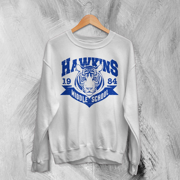 Hawkins University Middle School Sweatshirt Hawkins University Shirt - White - WorldWideShirt