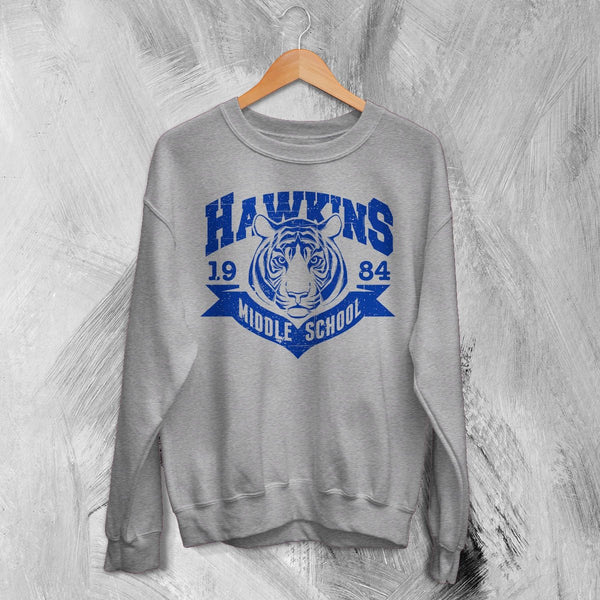 Hawkins University Middle School Sweatshirt Hawkins University Shirt - Sport Grey - WorldWideShirt