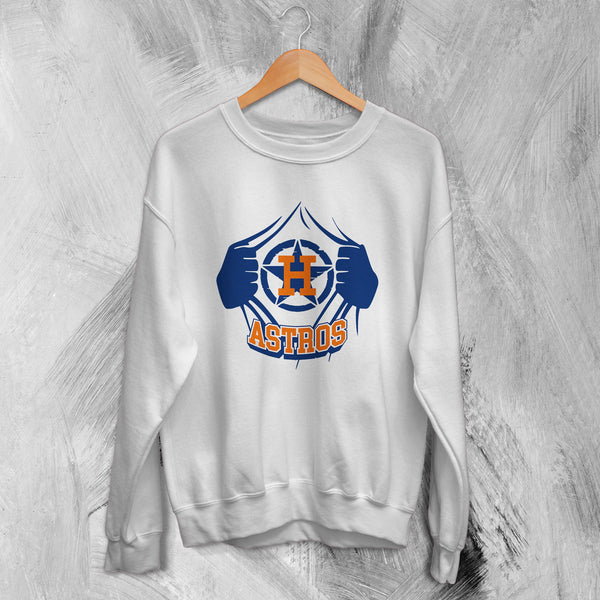 Houston Astros Baseball Sweatshirt Old School Houston Astros Sweater Astros Fanatics - WorldWideShirt
