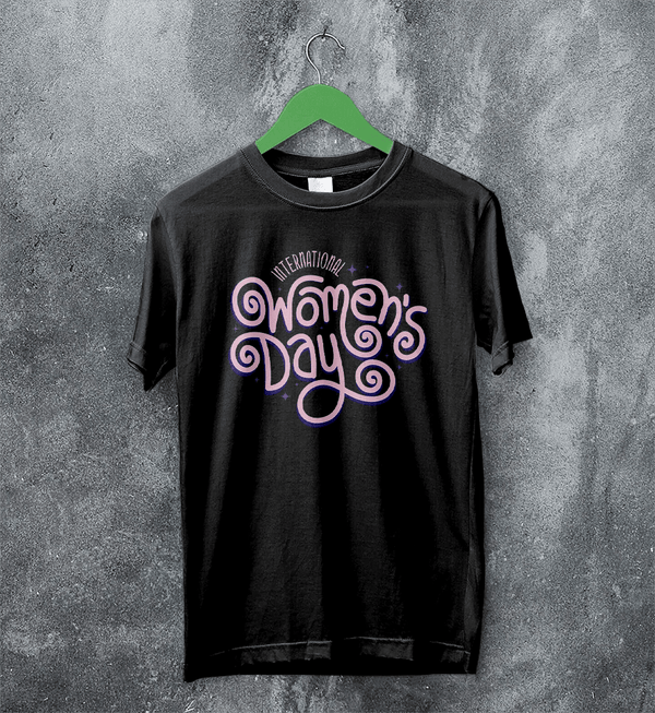 International Women's Day T-Shirt Typography Women Shirt Girl Aesthetic - Black - WorldWideShirt