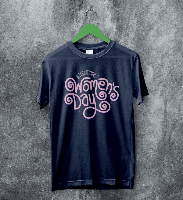 International Women's Day T-Shirt Typography Women Shirt Girl Aesthetic - Navy Blue - WorldWideShirt