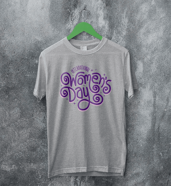International Women's Day T-Shirt Typography Women Shirt Girl Aesthetic - Sport Grey - WorldWideShirt