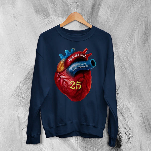 Jack Off Jill 25th Anniv Sweatshirt Studio Jack Off Jill Shirt Album Artsy Tee Crewneck - Navy Blue - WorldWideShirt