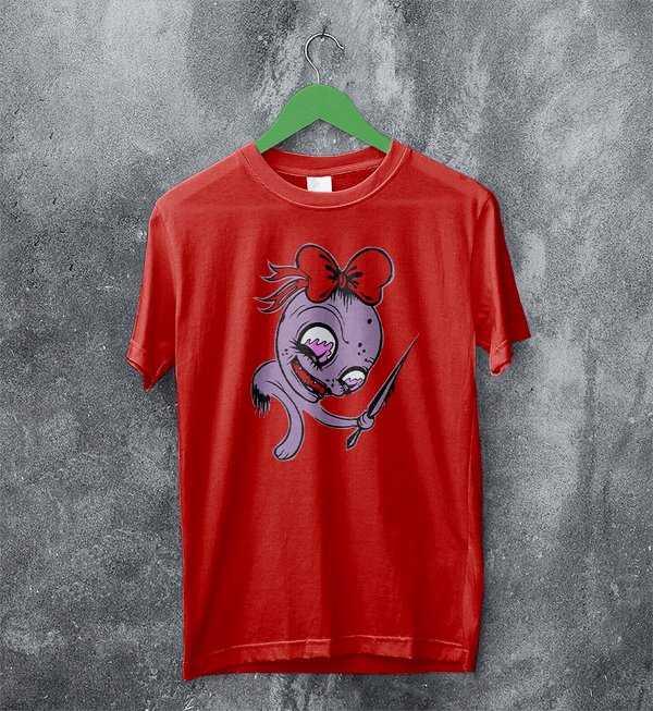 Jack Off Jill T-Shirt Goth Pink Grrrl Jack Off Jill Shirt Artsy Rock Tee - Red - WorldWideShirt