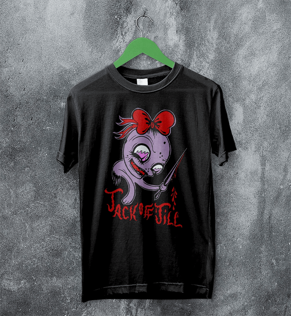 Jack Off Jill T-Shirt Goth Pink Grrrl Jack Off Jill Shirt Artsy Rock Tee - Black - WorldWideShirt