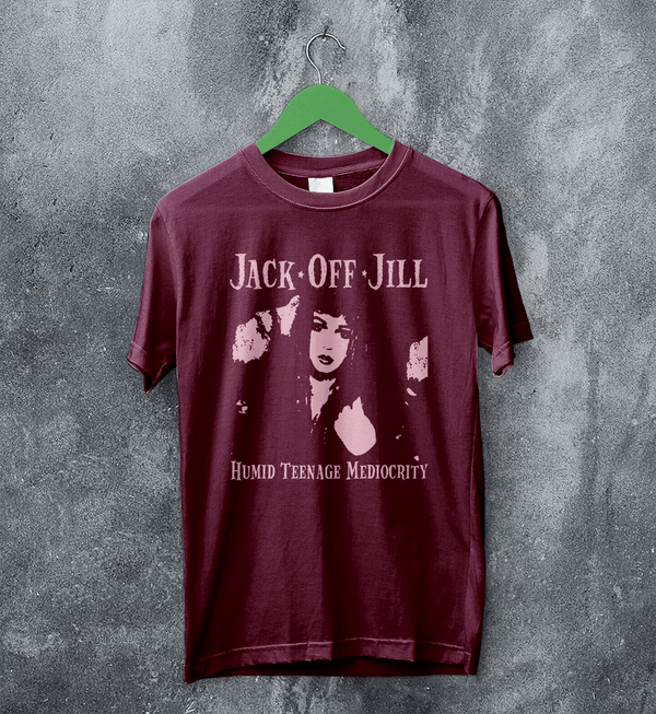 Jack Off Jill T-Shirt Humid Teenage Mediocrity Jack Off Jill Shirt Album Artsy Tee - Red Maroon - WorldWideShirt