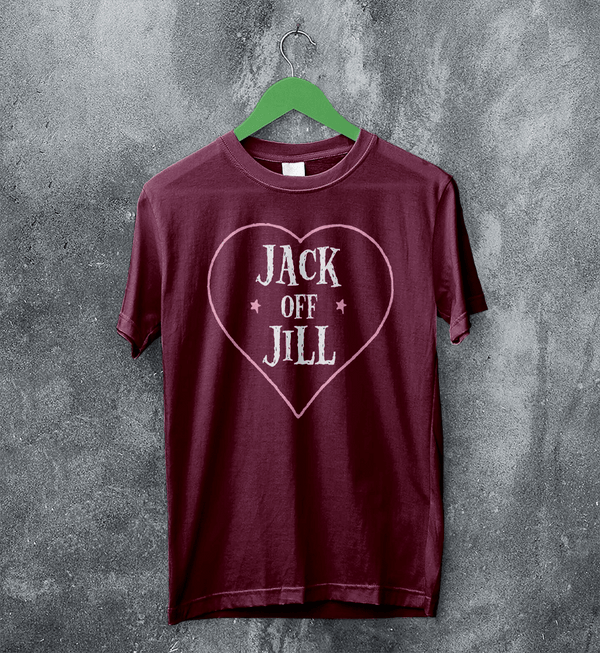 Jack Off Jill T-Shirt Love Goth Jack Off Jill Shirt Gothic Simple Artsy Tee - Red Maroon - WorldWideShirt