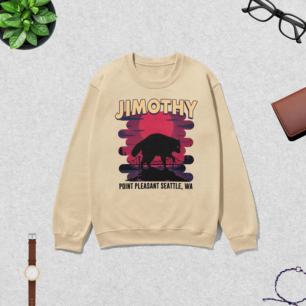 Jimothy Seattle Sweatshirt Jimothy The Raccoon Shirt Cool Wild Animals Crewneck - Sand - WorldWideShirt