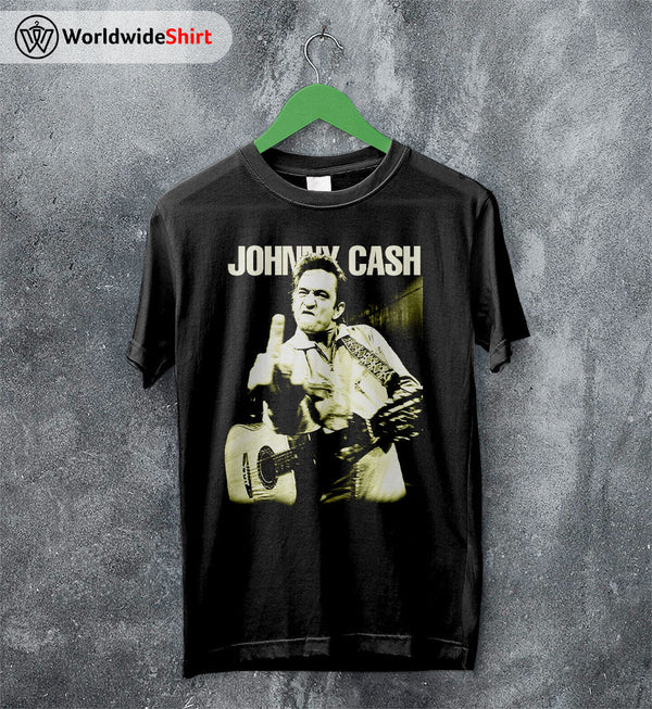 Johnny Cash T Shirt Johnny Cash Middle Finger Shirt Johnny Cash Shirt - WorldWideShirt