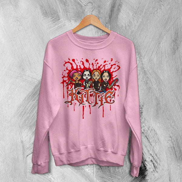Kittie Band Blood Artsy Sweatshirt Metalcore Girl Kittie Shirt Heavy Metal Members Crewneck - Light Pink - WorldWideShirt