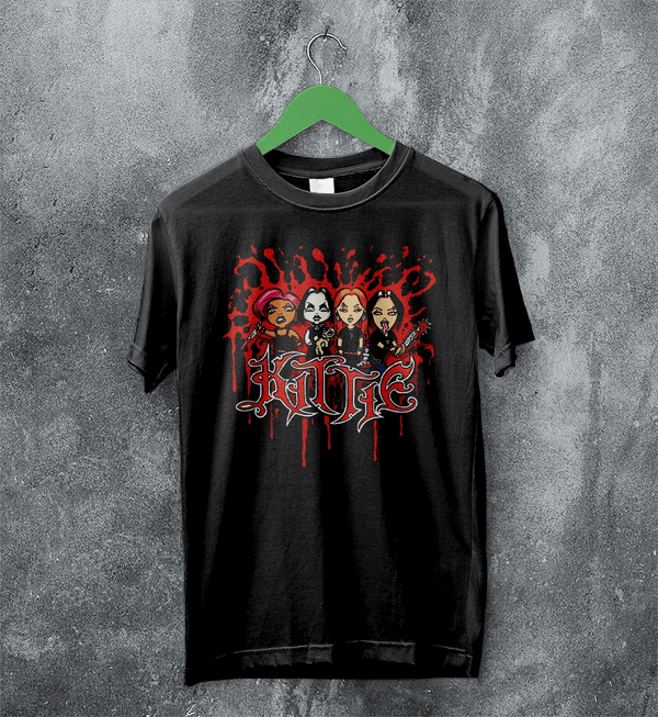 Kittie Band Blood Artsy T-Shirt Metalcore Girl Kittie Shirt Heavy Metal Members Tee - Black - WorldWideShirt