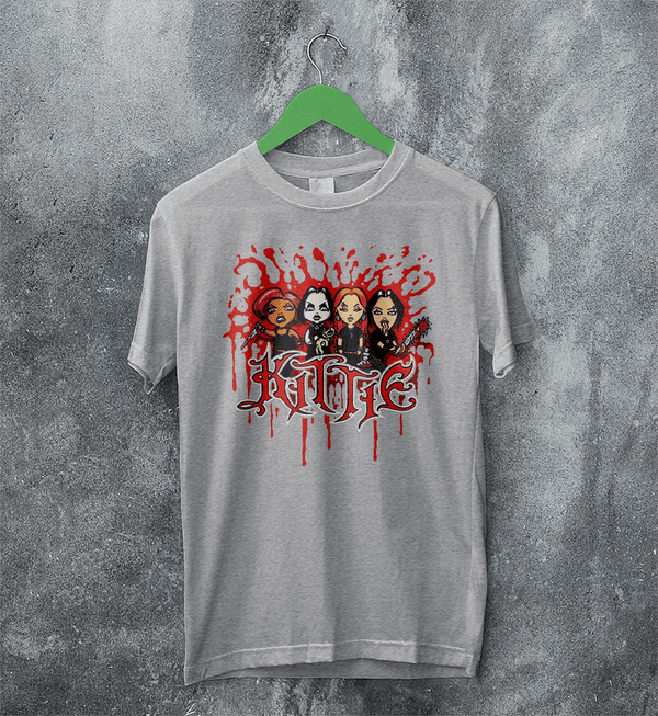 Kittie Band Blood Artsy T-Shirt Metalcore Girl Kittie Shirt Heavy Metal Members Tee - Sport Grey - WorldWideShirt