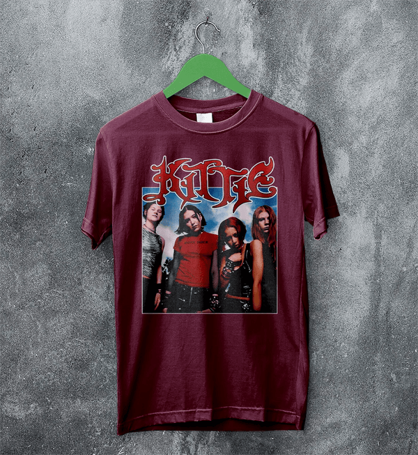 Kittie Member T-Shirt Photo Kittie Band Shirt Heavy Metalcore Female Band Tee - Red Maroon - WorldWideShirt
