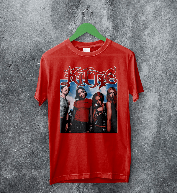 Kittie Member T-Shirt Photo Kittie Band Shirt Heavy Metalcore Female Band Tee - Red - WorldWideShirt