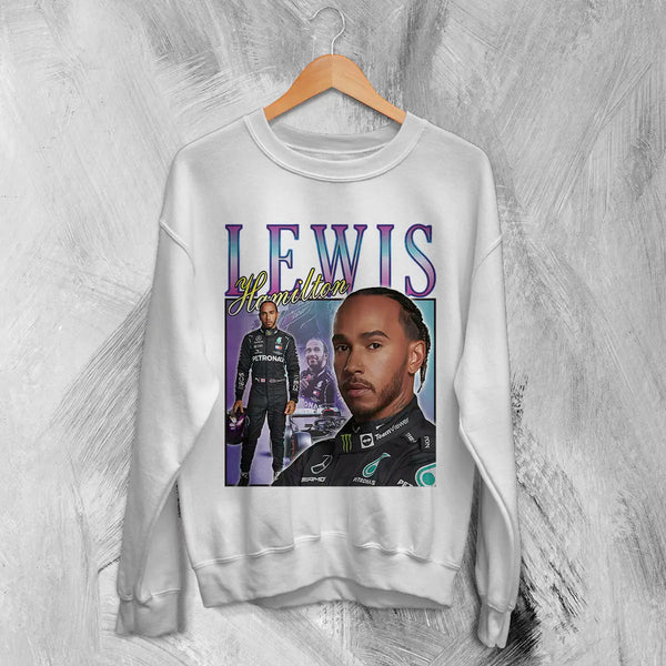 Lewis Hamilton Sweatshirt Bootleg F1 Shirt MBE Sport FREng British Racing Merch - White - WorldWideShirt