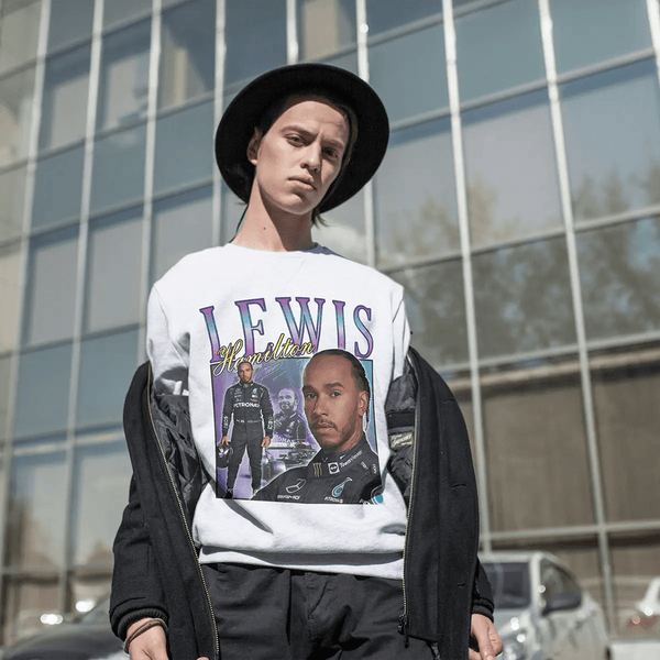 Lewis Hamilton Sweatshirt Bootleg F1 Shirt MBE Sport FREng British Racing Merch - White - WorldWideShirt