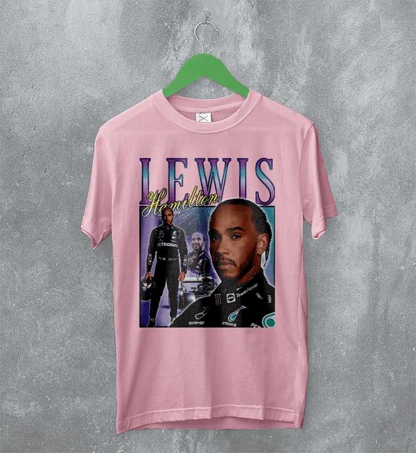 Lewis Hamilton T-Shirt Bootleg F1 Shirt MBE Sport FREng British Racing Merch - Light Pink - WorldWideShirt