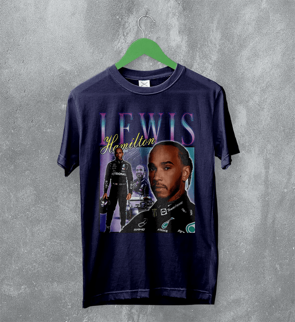 Lewis Hamilton T-Shirt Bootleg F1 Shirt MBE Sport FREng British Racing Merch - Navy Blue - WorldWideShirt