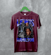 Lewis Hamilton T-Shirt MBE Bootleg F1 Shirt FREng British Racing Driver Merch - Red Maroon - WorldWideShirt