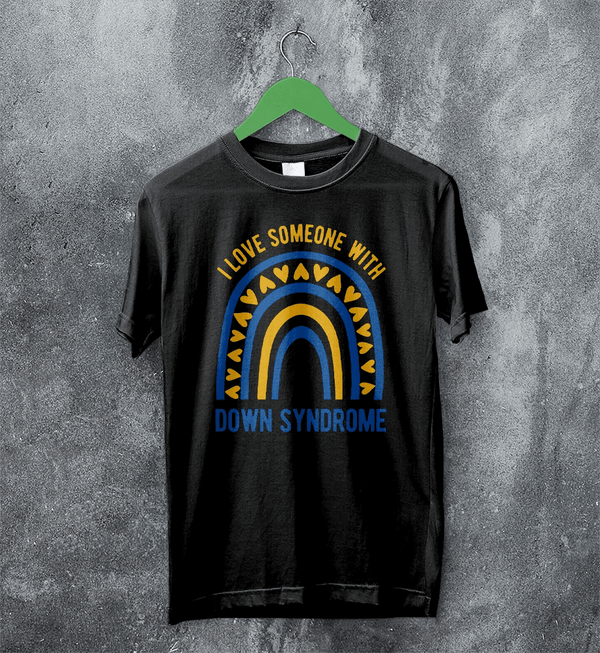 Love Down Syndrome T-shirt World Down Syndrome Day Shirt Rainbow Tee - Black - WorldWideShirt