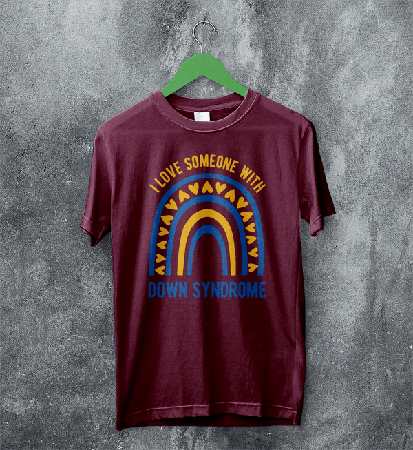 Love Down Syndrome T-shirt World Down Syndrome Day Shirt Rainbow Tee - Red Maroon - WorldWideShirt
